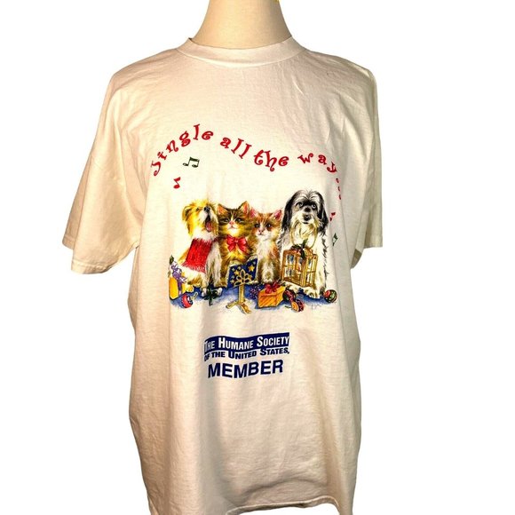 M & O Knits woman's t-shirt Christmas Humane Society size L Graphic print - Picture 6 of 8